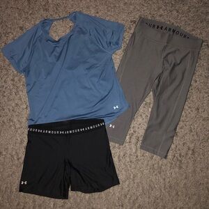 Women’s Under Armour Heat Gear Compression Capris, Shorts, Shirt, Size XL